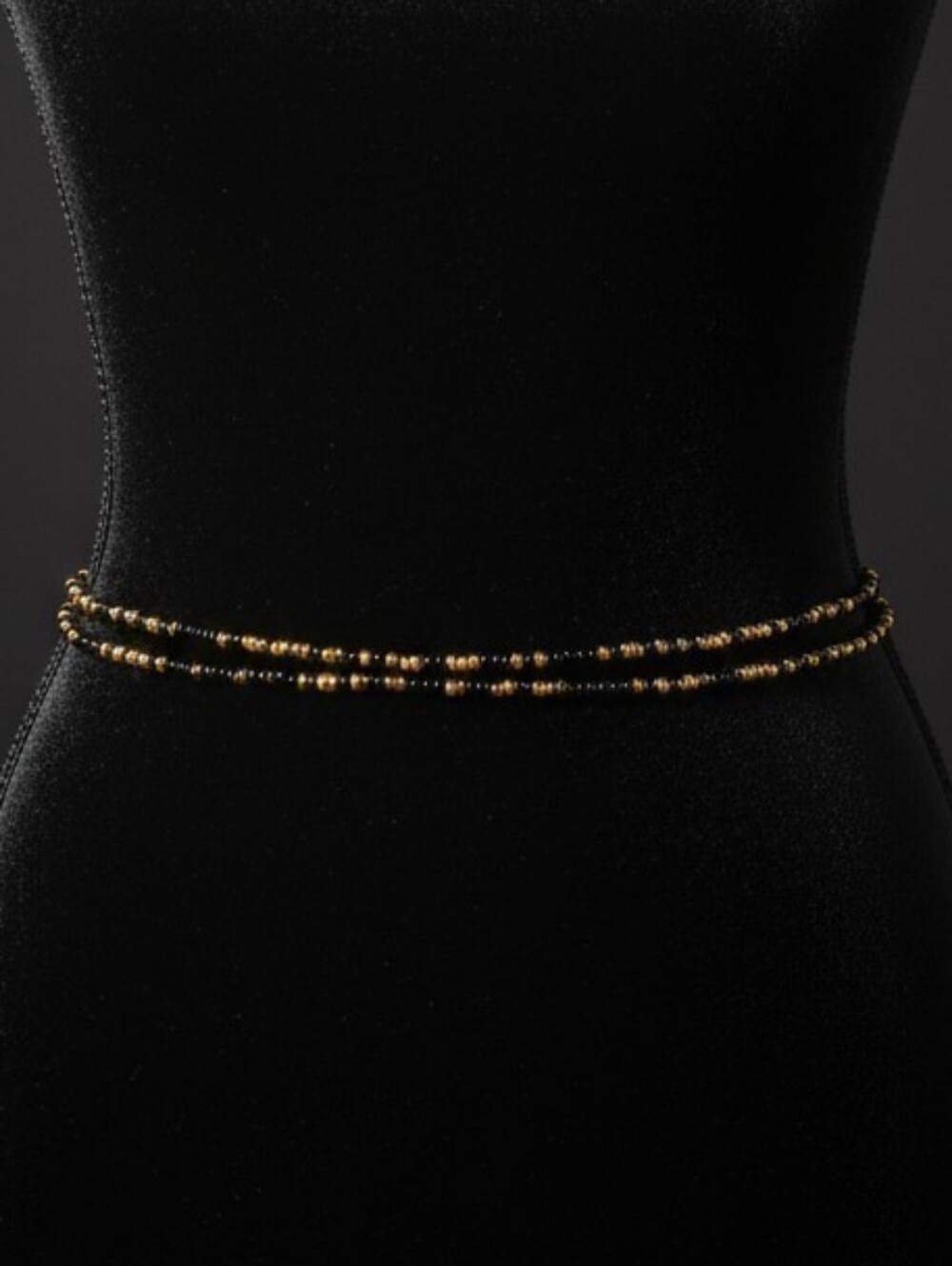 Gold Beaded Double-Strand Waist Chain Belt